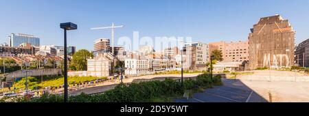 Belgique, Bruxelles, vue de quartier européen avec les grues de construction Banque D'Images