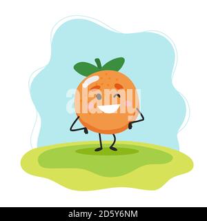 Personnage orange mignon, illustration vectorielle pour les enfants dans un style de dessin animé Illustration de Vecteur