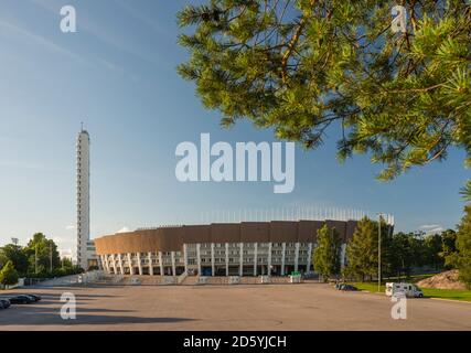 Finlande, Helsinki, vue sur le stade olympique Banque D'Images