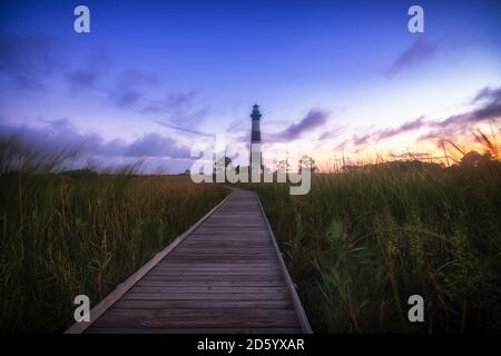 USA, Caroline du Nord, les bancs extérieurs, vue de Bodie Island Lighthouse Banque D'Images