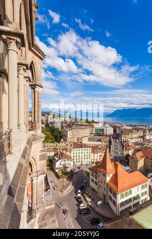 Suisse, Lausanne, paysage urbain à partir de la cathédrale Notre-Dame Banque D'Images