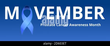 Vecteur de concept Movember. Mois de sensibilisation au cancer de la prostate manière pour le site Web médical, app, blog. Ruban bleu Illustration de Vecteur