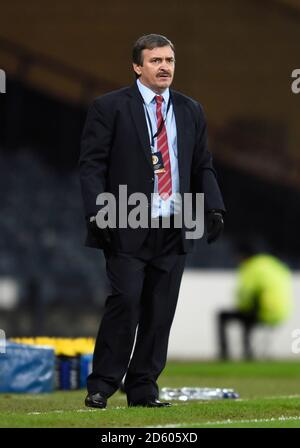 Oscar Ramirez, directeur du Costa Rica, lors du match international à Hampden Park, Glasgow Banque D'Images