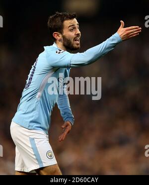 Le Bernardo Silva de Manchester City réagit pendant le match Banque D'Images