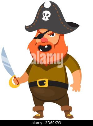 Pirate de style dessin animé. Drôle de personnage masculin. Illustration de Vecteur