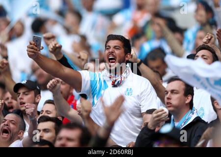 Les fans de Marseille devant le match Banque D'Images