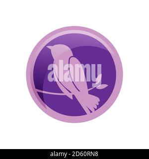 violet joli cercle silhouettes famille oiseaux sur branches arbre avec laisse des illustrations vectorielles pour le logo Illustration de Vecteur