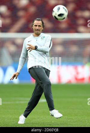 Juan Antonio Pizzi, directeur de l'Arabie Saoudite, pendant la formation à l'intérieur du Stade Luzhniki à Moscou Banque D'Images