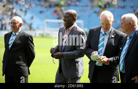 Les anciens joueurs de Coventry City Quintin Young (à gauche), David Bennett (au centre), Roy Barry (à gauche) et Barry Powell Banque D'Images