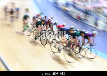 Scratch Race Boys Major final au Derby Velodrome, Derby Arena Banque D'Images