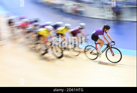 Scratch Race Boys Major final au Derby Velodrome, Derby Arena Banque D'Images