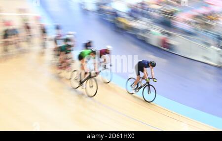 Scratch Race Boys Major final au Derby Velodrome, Derby Arena Banque D'Images