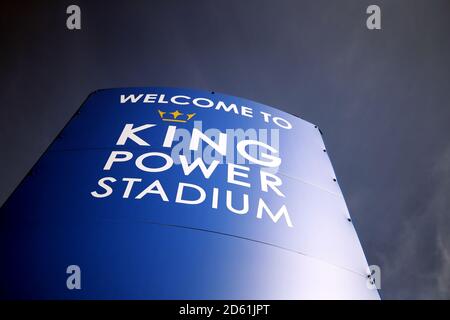 Vue générale d'un Bienvenue au King Power Stadium signe Banque D'Images