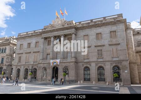 Barcelone, Catalogne, Espagne - 3 octobre 2020: Hôtel de ville de Barcelone, la capitale et la plus grande ville de la communauté autonome de Catalogne, et le Banque D'Images