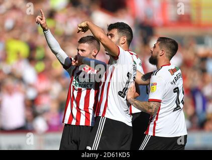 Oliver Norwood (à gauche) de Sheffield United fête ses trois côtés objectif Banque D'Images