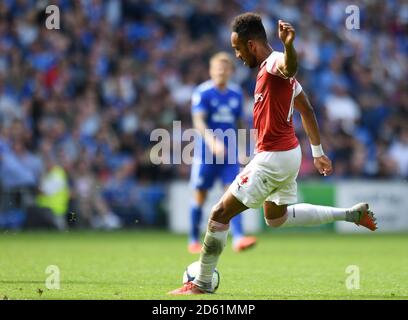 Pierre-Emerick Aubameyang d'Arsenal marque le deuxième but de son côté jeu Banque D'Images