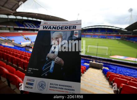 Un programme de jour de match avant le match de championnat de Sky Bet entre Bolton Wanderers et Queens Park Rangers. Banque D'Images