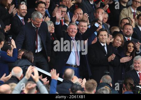 L'ancien directeur de Manchester United Sir Alex Ferguson dans les tribunes Banque D'Images