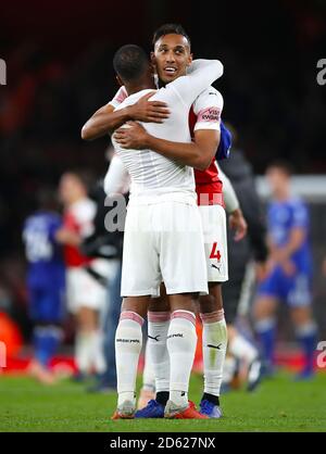 Pierre-Emerick Aubameyang d'Arsenal célèbre après le coup de sifflet final Banque D'Images