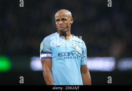 Vincent Kompany de Manchester City réagit Banque D'Images