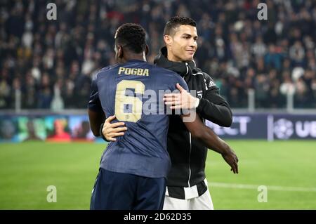 Paul Pogba (à gauche) de Manchester United et Cristiano Ronaldo de Juventus avant le lancement Banque D'Images