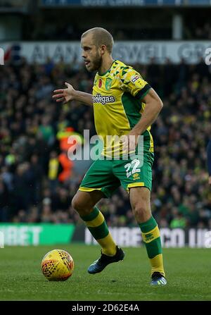 La ville de Norwich Teemu Pukki en action Banque D'Images