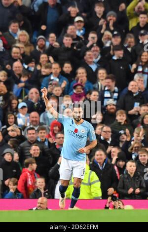 Manchester City's Ilkay Gundogan célèbre marquant son troisième but de côtés du jeu Banque D'Images