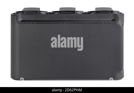 chemin du chargeur de batterie de drone isolé sur blanc Banque D'Images