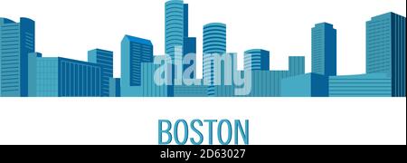 Paysage américain du centre-ville avec gratte-ciel et bâtiments de haute élévation dans le style plat un vecteur. Illustration de Vecteur