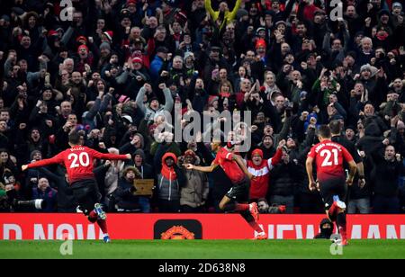 Marcus Rashford de Manchester United célèbre le deuxième but de son équipe du jeu Banque D'Images