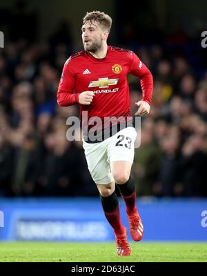 Luke Shaw de Manchester United en action Banque D'Images