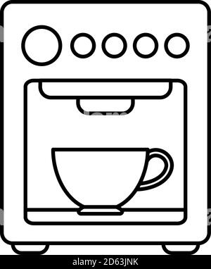 illustration vectorielle de l'icône de la ligne de boissons chaudes de la machine à café Illustration de Vecteur