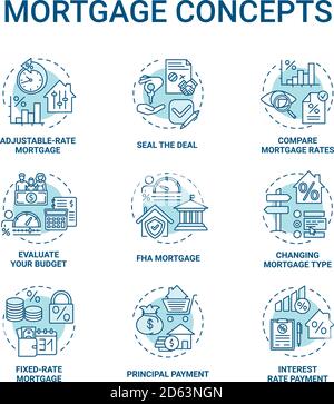 Ensemble d'icônes de concept hypothécaire Illustration de Vecteur