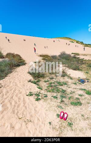 Ascension des dunes, Sleeping Bear National Lakeshore, MI Banque D'Images