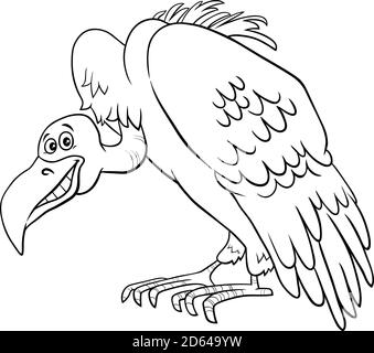 Dessin-modèle noir et blanc Illustration d'un animal sauvage d'oiseau de Vulture Page de livre de coloriage des caractères Illustration de Vecteur