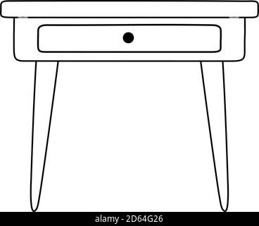 table en bois avec mobilier de tiroir illustration vectorielle isolée de style icône icône de style de ligne Illustration de Vecteur