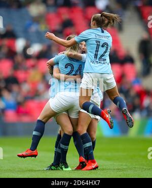 Keira Walsh, de Manchester City, célèbre le premier but de son camp Du match avec Georgia Stanway de Manchester City Banque D'Images