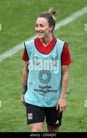 Lucy Bronze de Lyon lors d'une session d'entraînement avant la finale de la Ligue des champions des femmes de l'UEFA à la Groupama Arena, Budapest Banque D'Images