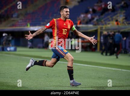 Espagne le Dani Ceballos d'U21 célèbre son quatrième but du jeu Banque D'Images