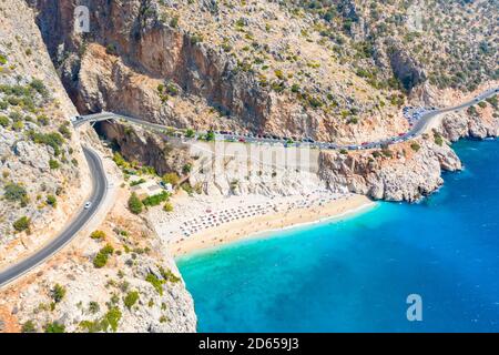 La célèbre plage de Kaputas, la côte de Lycia, la mer Méditerranée, Kas, Turquie Banque D'Images