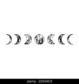 Phases lunaires. Surface de lune vectorielle. Silhouette cosmique isolée. . Illustration vectorielle Illustration de Vecteur