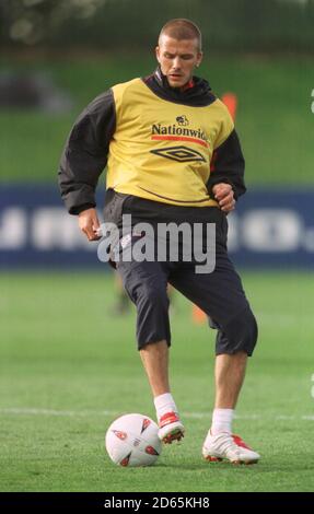 David Beckham de Manchester United à l'entraînement d'aujourd'hui en Angleterre Banque D'Images