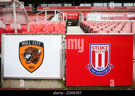 Le stade de Stoke City est prêt pour Hull City avant le match du championnat Sky Bet au stade bet365 Banque D'Images