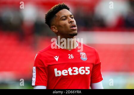 Stoke City's Tirese Campbell avant le match du championnat Sky Bet au stade bet365 Banque D'Images