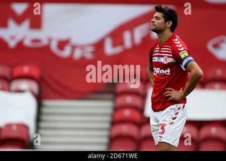 George Friend de Middlesbrough après le match de championnat de Sky Bet au stade Riverside , Middlesbrough Banque D'Images