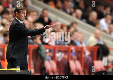 Charlton Athletic Manager Phil Parkinson sur la ligne de contact. Banque D'Images