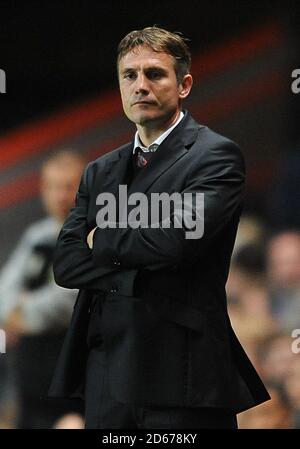 Charlton Athletic Manager Phil Parkinson sur la ligne de contact. Banque D'Images