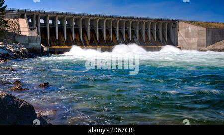 Barrage du lac Jackson, rivière Snake, parc national de Grand Teton, Wyoming, États-Unis Banque D'Images
