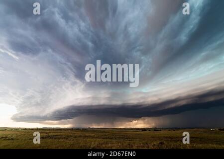 Tempête de Derecho avec un nuage de plateau (arcus) Broadus, Montana, États-Unis Banque D'Images