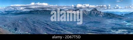 Le paysage incroyable du parc national Jasper au sommet du Sky Tram. Banque D'Images